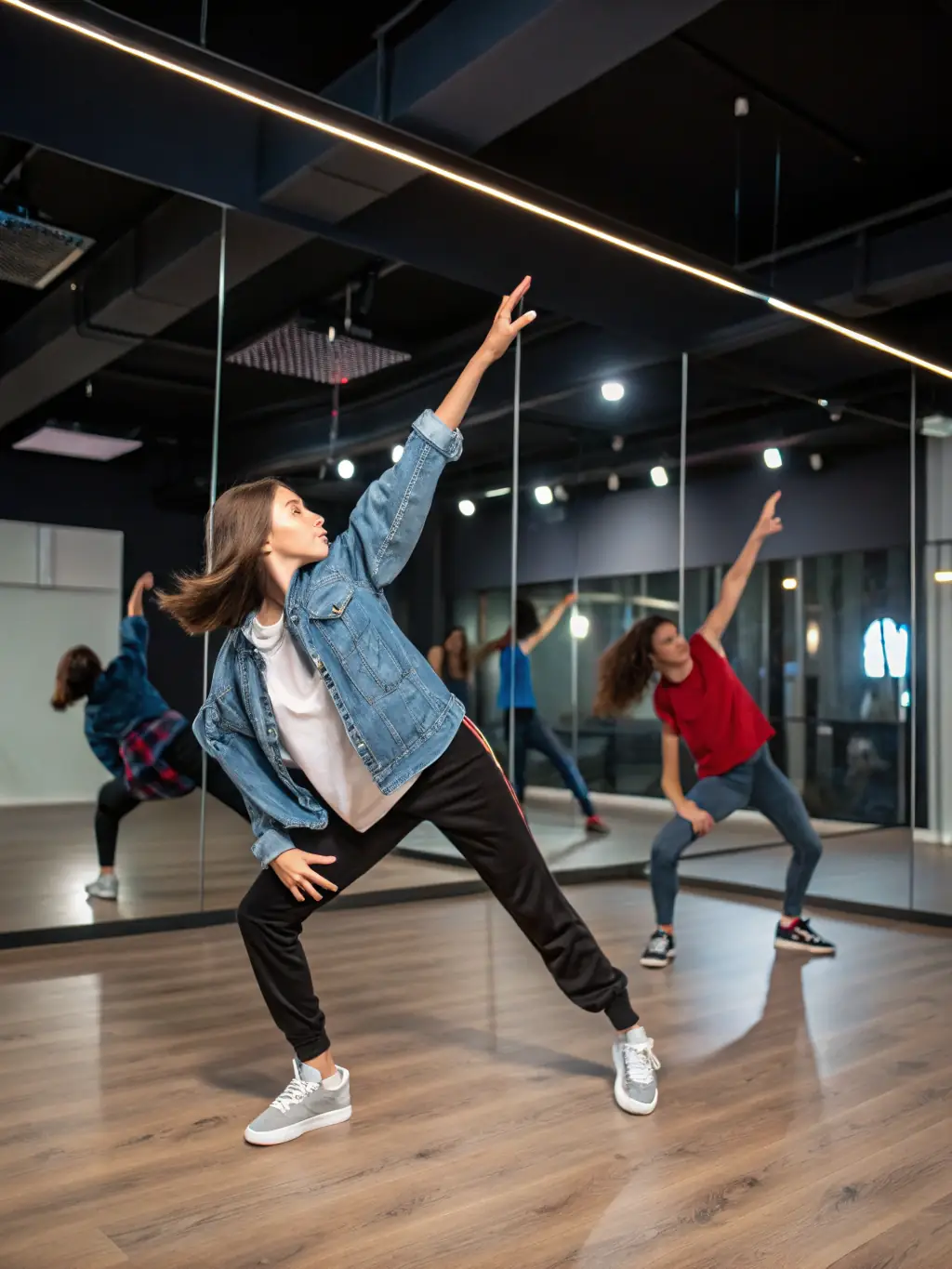 A lively image of a group of young people participating in a cultural dance workshop, learning traditional moves and rhythms.