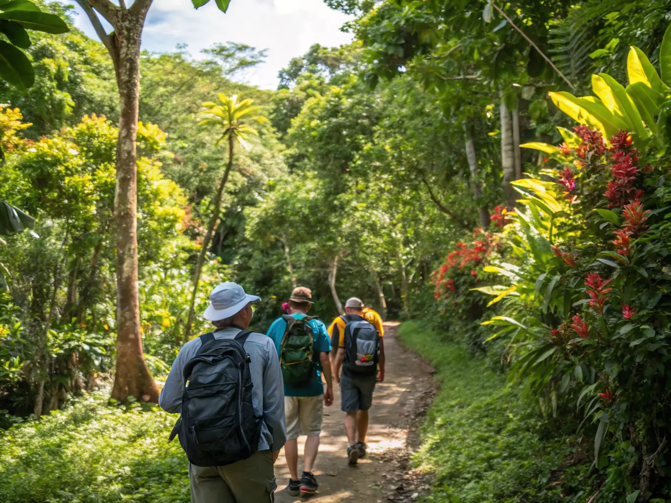 A captivating photo of participants enjoying a FUAJ-organized outdoor adventure, such as hiking or camping, emphasizing teamwork and environmental awareness.